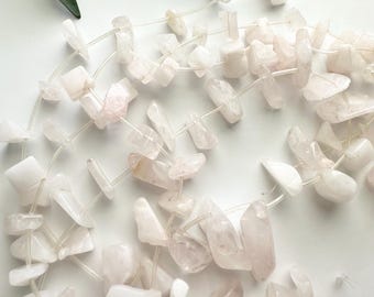 Rose Quartz Nugget Bead Strand