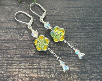 KIT : Czech Flowers and Dew Drops Earrings