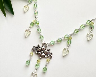 KIT : Flowers and Drops Green Necklace