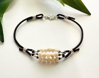 KIT : Baby Pearls and Leather Bracelet