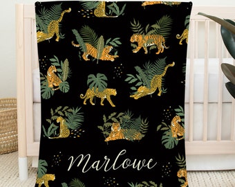 Coperta personalizzata per neonati con tigre / Decorazione per cameretta con tema safari nella giungla