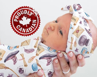Personalized Wizard School Baby Swaddle Blanket | Magic Nursery Decor