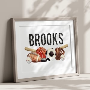 Personalized Sports Nursery Art Print | Custom Baseball Decor for Kids | Baby Gift | Nursery Wall Decor | basketball art