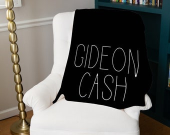 Personalized modern baby blanket. Black with simple white name monogram stroller blanket
