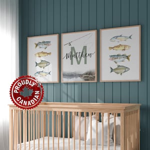 Personalized Fishing Nursery Art Print | Custom Fish Decor for Kids | Baby Gift | Nursery Wall Decor | Hunting Nursery