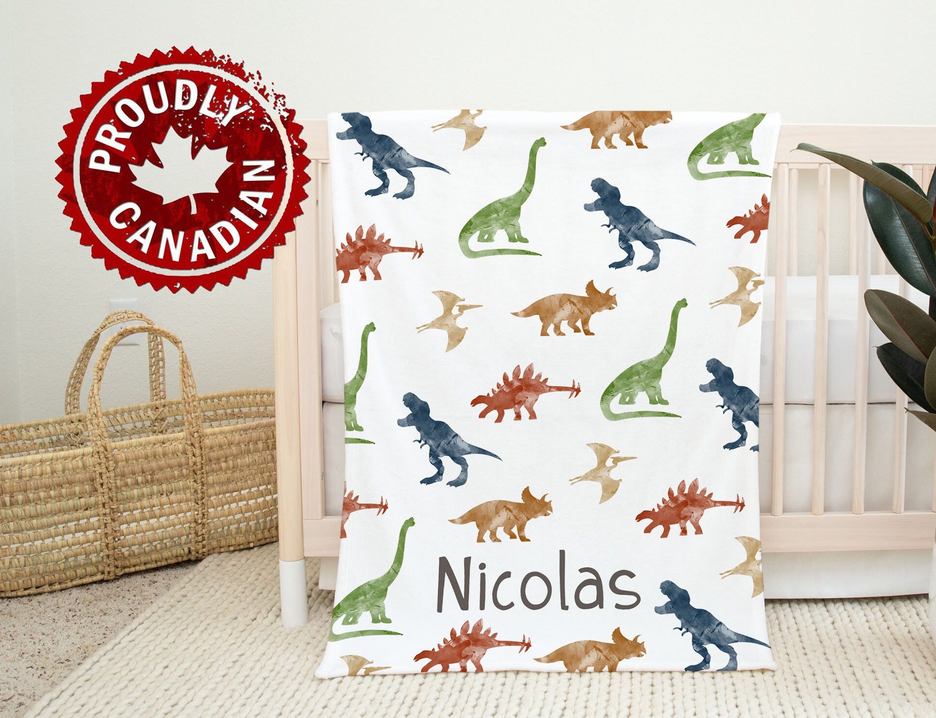 Personalized Dinosaur Minky Baby Blanket in Navy Orange and Green Dinos. Buttery Soft Minky Custom Name Stroller Blanket Etsy Canada