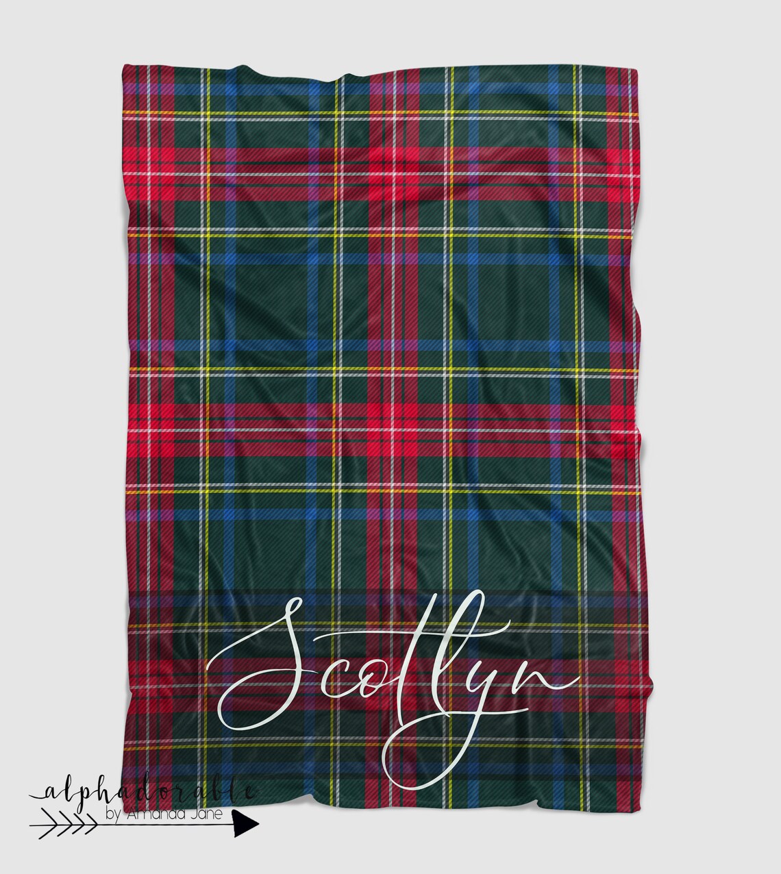 Personalized Minky Scottish Tartan Baby Blanket in Red Navy Etsy