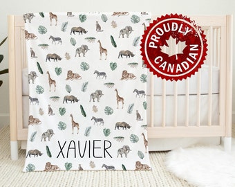Personalized Jungle Safari Baby Blanket | Minky or Sherpa