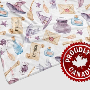 Wizard School blanket | Personalized Owl baby blanket | Spooky blanket | Baby Wizard Castle | Magic Swaddle blanket