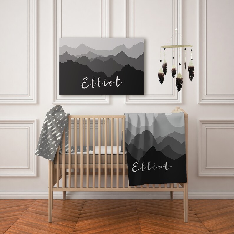 Personalized Minky Baby Blanket in Black and Grey Ombre Etsy Canada