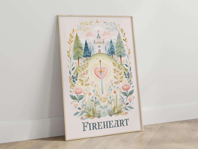 Konsttryckset med glastron för barnkammaren | Bokinspirerad mammadekoration | Eldhjärta | 3-delat set bild 12