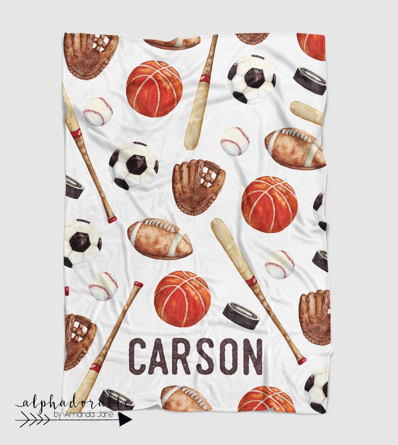 Sports Baby Blanket With Basketball Baseball Soccer and Etsy Canada