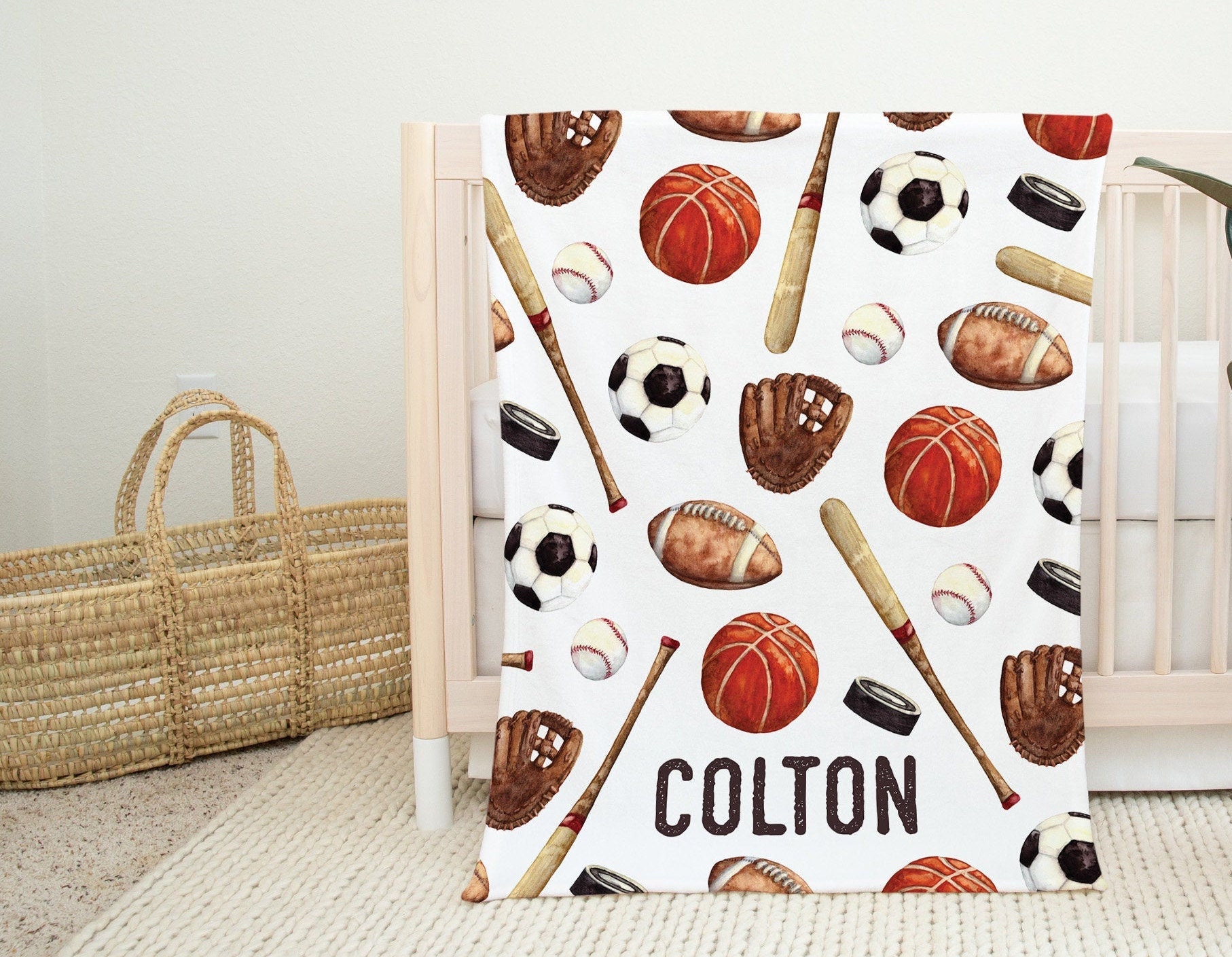 Sports Baby Blanket With Basketball Baseball Soccer and Etsy Canada