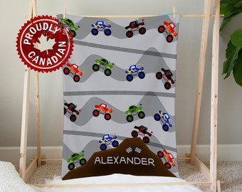 Personalized Monster Truck Minky Blanket | Baby Boy, Toddler