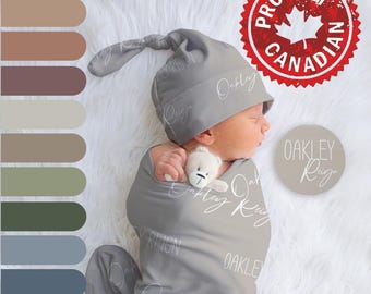 Personalized Neutral Baby Blanket – Jersey Swaddle Blanket Set