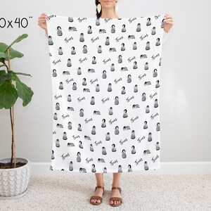 Personalized Penguin Jersey Swaddle Blanket | Arctic Baby Gift image 7