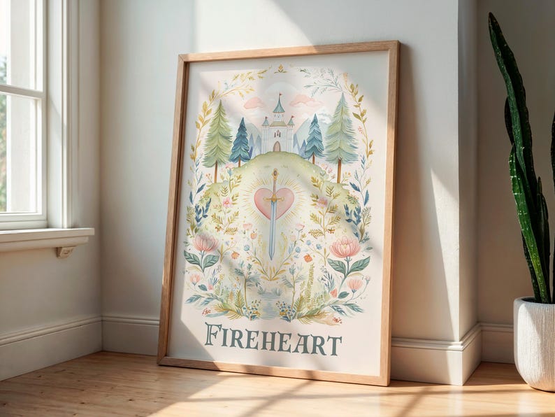 Konsttryckset med glastron för barnkammaren | Bokinspirerad mammadekoration | Eldhjärta | 3-delat set bild 4
