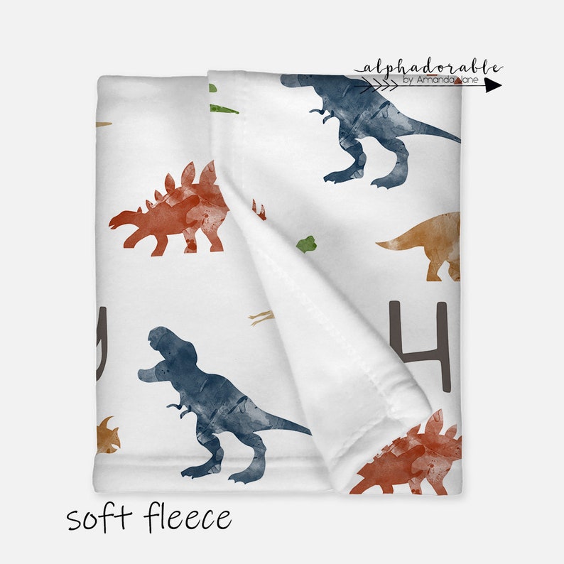 Personalized dinosaur minky baby blanket in navy orange and Etsy