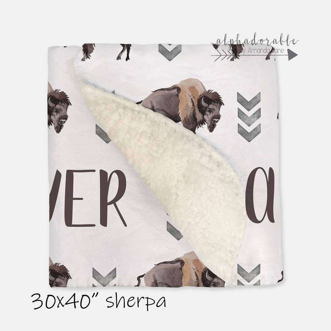 Personalized watercolor buffalo bison baby blanket nursery Etsy