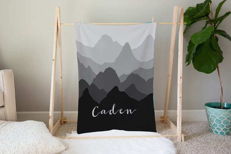 Personalized Minky Baby Blanket in Black and Grey Ombre Etsy Canada