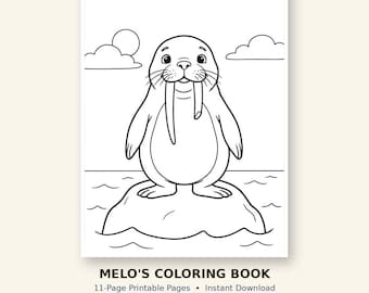 Melo, das makellose Walross – Malbuch zum Ausdrucken | Aktivität zur Stärkung des Selbstwertgefühls bei Kindern | Sofort-Download
