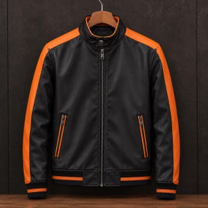 Chaqueta universitaria negra y naranja para Halloween, cuerpo de lana, mangas de cuero, chaqueta con parches personalizados, regalo de Halloween, chaqueta urbana para hombre.