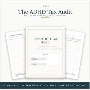 ADHD Tax Tracker Spreadsheet, Subscription Audit, Return Window Tracker, ADHD Budget Planner Printable, Executive Function Money Kit