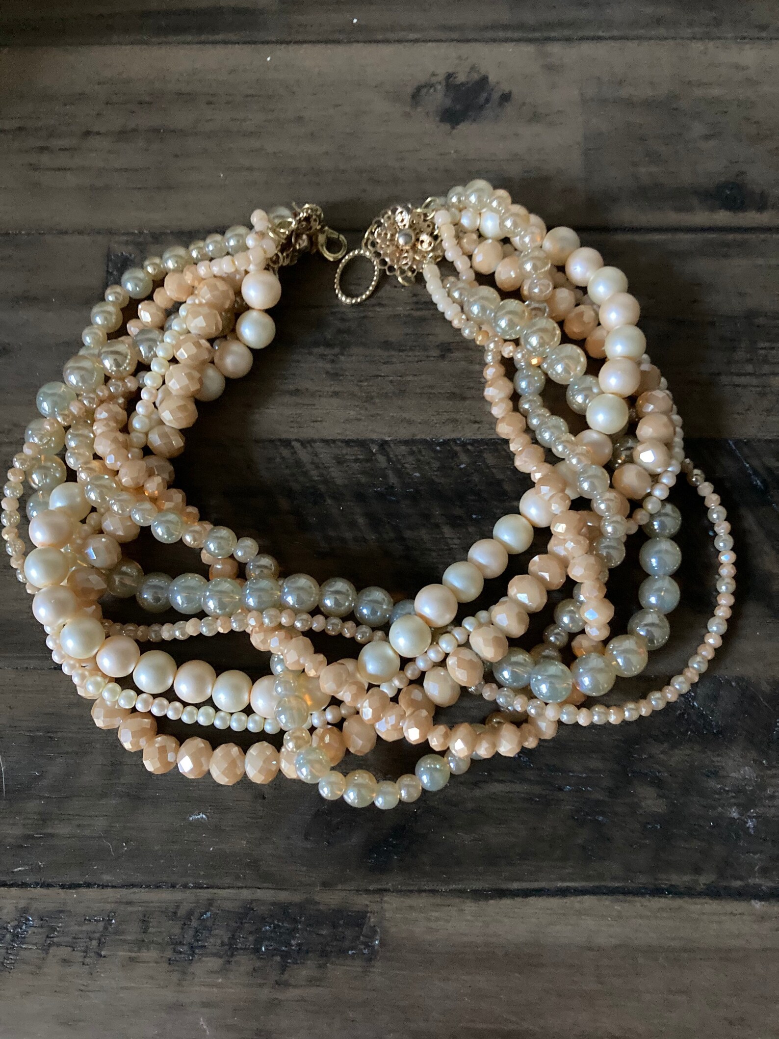Chunky multi strand pearl necklace Clearance