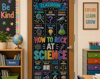 Personalized Science Teacher Tapestry, Classroom Door Banner, STEM Classroom Decor, Custom Teacher Name Sign, Back to School Gift