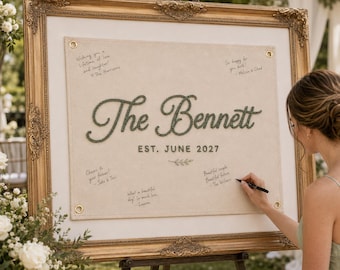 Personalized Embroidered Wedding Flag, Custom Embroidered Guest Book Banner, Last Name Reception Sign, Wedding Keepsake Decor