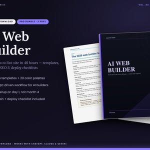 AI web builder 2026 | build a website with ai guide pdf: 15 site templates, 20 color palettes, seo + deploy checklist | digital download