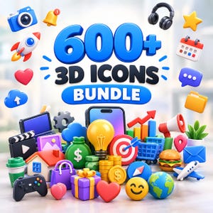 600+ 3D-ikonpaket, färgglatt 3D-ikonpaket, digitala ikoner, UI UX-ikoner, webb- och appdesignelement, ikoner för sociala medier, kreativa tillgångar