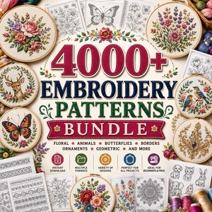3000+ Embroidery Patterns Bundle, Mega Embroidery Design Collection, Machine Embroidery Designs, Instant Digital Download, Crafting Bundle