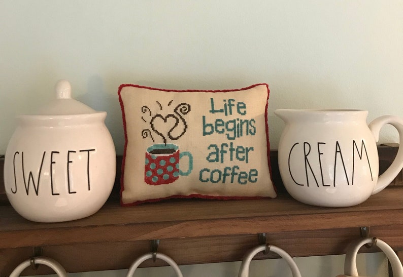 Life Begins After Coffee Coffee Cross Stitch PATTERN Digital PDF Download Coffee Lover Cross Stitch image 2