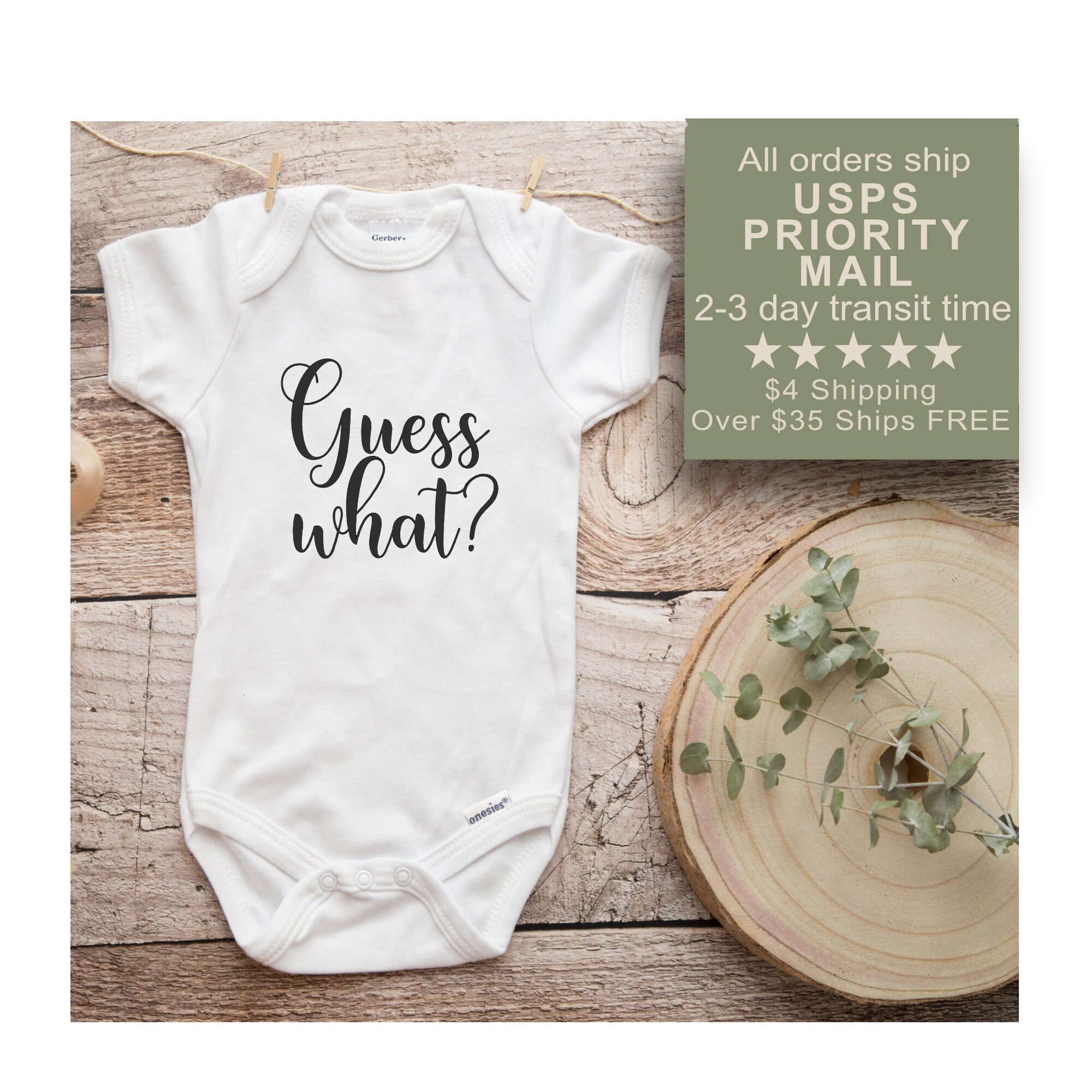 Guess What Baby Onesie Baby Announcement Gerber ONESIES® Etsy