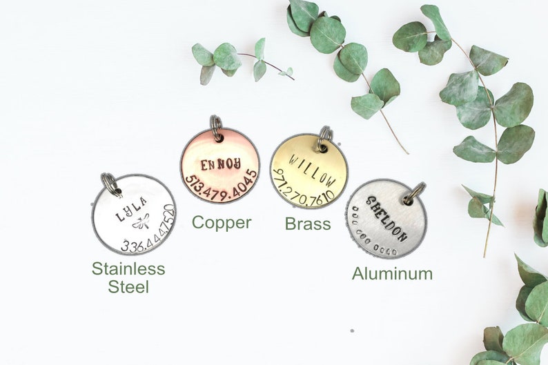 1 Dog Tag for Collar Custom Pet Id Tag Pet Tag Dog Collar Dog Tag for Dog Personalized Tag Steel Dog Tag Custom Pet Tag Brass Copper