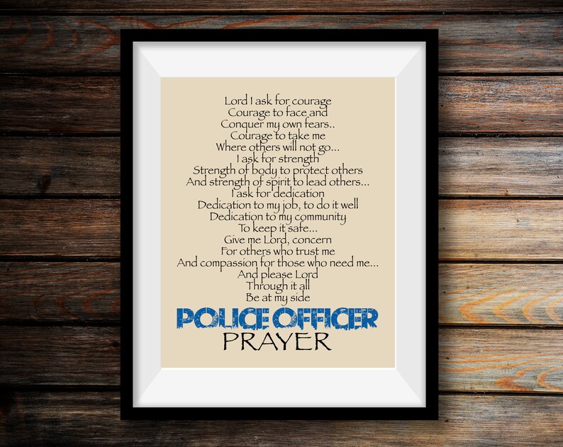 Unframed Police Officer Prayer Canvas Print Rustic Home Decor Etsy