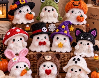 10-in-1 Halloween Ghost Amigurumi Crochet Pattern Bundle (PDF)