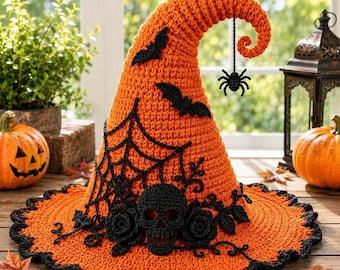 Crooked Witch Hat Crochet Pattern, Halloween Spooky Costume PDF