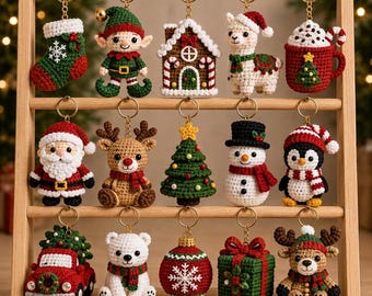 Christmas Amigurumi Keychain Crochet Pattern Bundle (15 Designs)