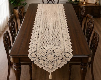 Heirloom Floral Lace Crochet Table Runner Pattern (PDF Download)