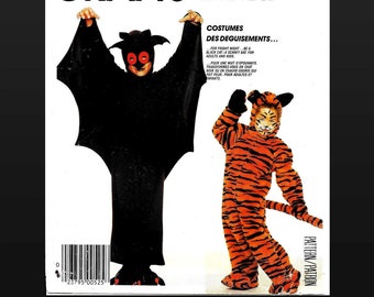 Bat & Tiger Cat Halloween Costume Pattern McCalls P 992 3399 Adult Size M Black Scary Animal Unisex Cosplay Theatre Medium 36 38 UNCUT