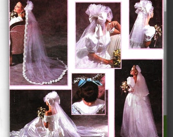 Bride's Wedding Veil Pattern Simplicity 8463, Flower Girl Bridesmaid Headpieces, One Size UNCUT VTG 90s