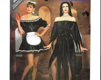 French Maid Lady Vampire Elvira Witch Adult Costume Pattern Butterick 5800  Sexy Halloween Theatre Easy Sew Female Misses All Sizes