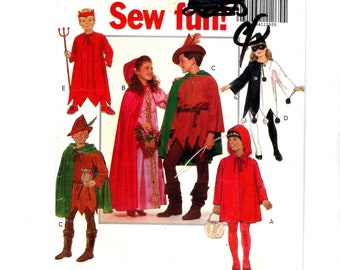 Robin Hood Red Riding Hood Clown Devil Maid Marian Woodsman Halloween Theatre Costume Pattern Butterick 5673 Child S M L XL 4 - 14 UNCUT