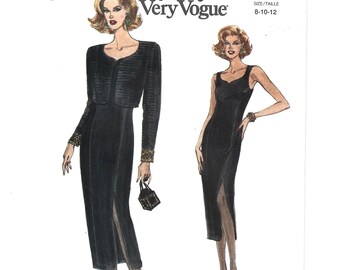 Vintage Vogue 8551 Sleeveless Evening Dress & Jacket Pattern Size 8 10 12 - Prom, Grad, Formal Event, Cocktail Outfit