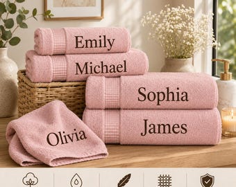 Personalized Cotton Bath Towel, Custom Monogram, Initial, Logo Embroidery