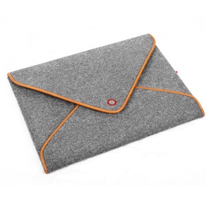 16&quot; Macbook Case Wool Felt Laptop Case for Macbook Pro 16&quot; Genuine Leather Edge Bag Envelope Style TopHome Design Thanksgiving Gift