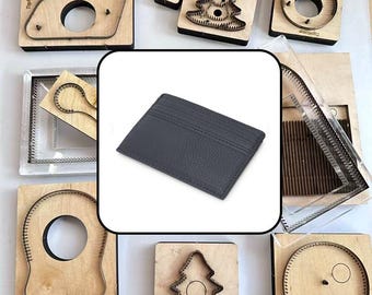 4 Slots Navy Pebbled Leather Card Holder Die, Slim Card Wallet Cutting Mold Compatible Sizzix & Cricut Maker 4