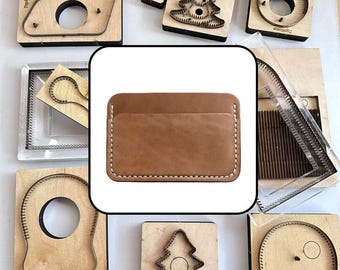Double Straight Slot Slim Front Pocket Card Holder Steel Rule Die, Wooden Punch Mold for DIY Minimalist Leather Card Case Craft